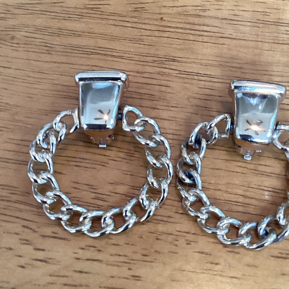 Givenchy Gold Tone Chain Hoop Earrings - Picture 3 of 3